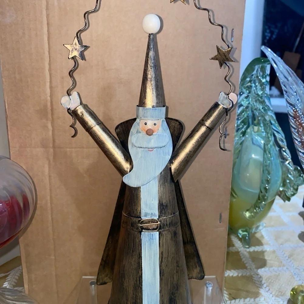 Gold Metal Santa Father Christmas‎ Figure 12in